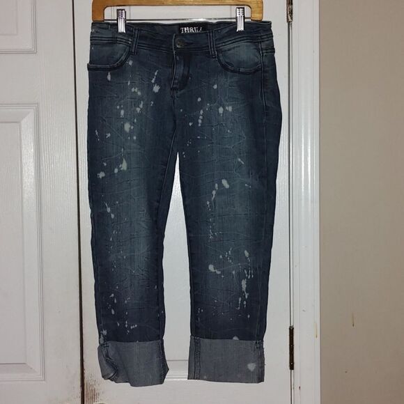 Thrill bleached cuffed jean capris  Sz 9 - Picture 1 of 7